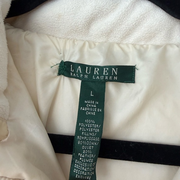 RARE Vintage Ralph Lauren Crest Patch Down-Filled Puffer Jacket in Ivory - Picture 5 of 11